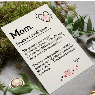 Cute Heart Mum Dictionary Mother's Day Holiday Card