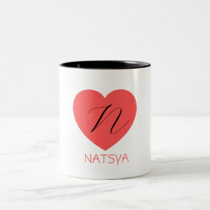 cute heart name initial stylish coffee Mug
