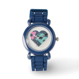 Cute Heart Notebook Blue Pink Bezel,Balck MODERN Watch
