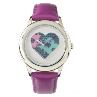 Cute Heart Notebook Blue Pink Purple RibbonMODERN Watch