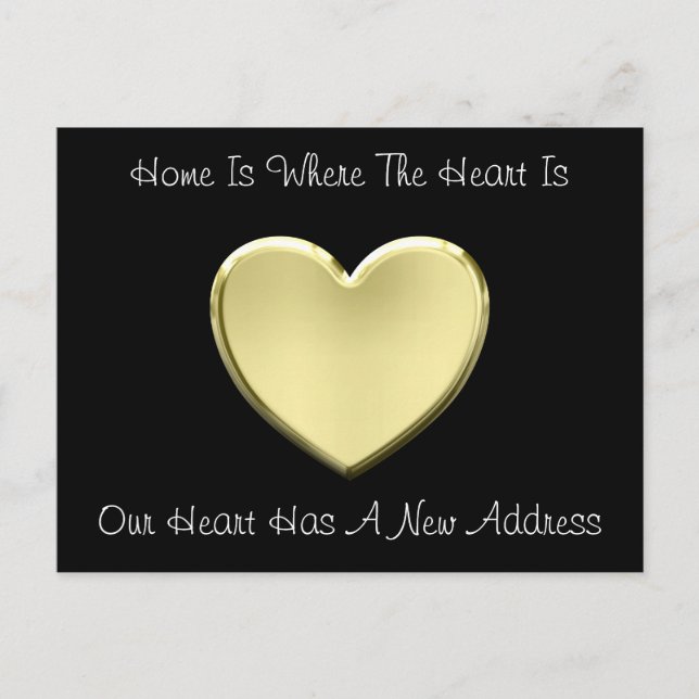 Cute Heart Of Gold New Address Announcement Postcard (Front)