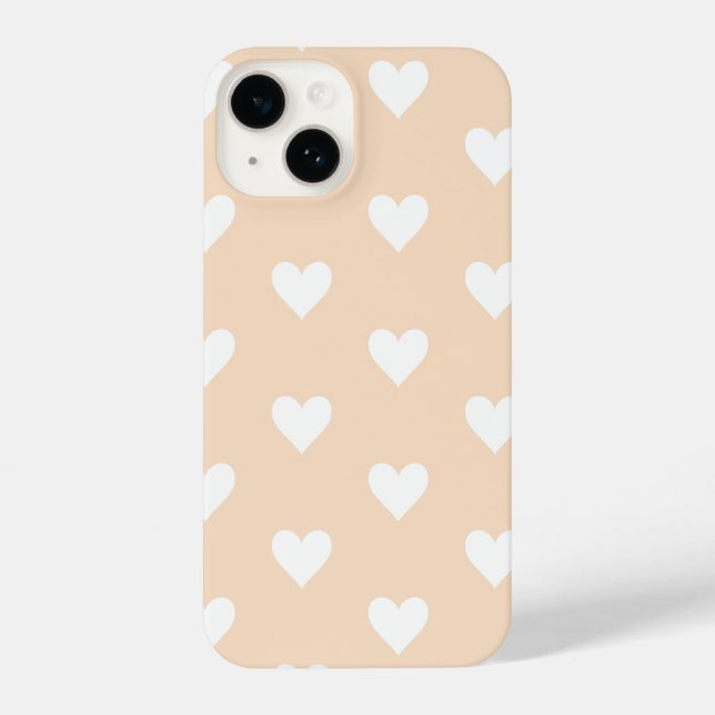 Cute Heart Pattern Beige iPhone Case (Back)