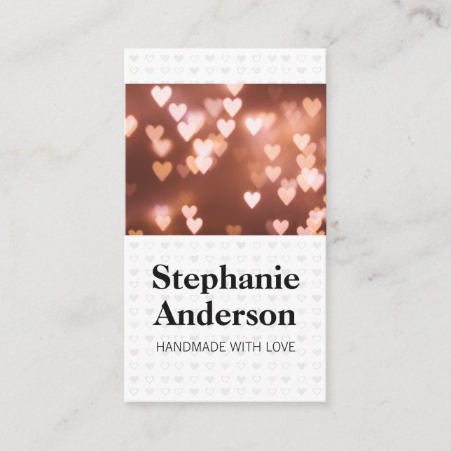 Cute Heart Pattern | Glowing Heart Background Business Card (Front)