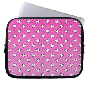 Cute Heart Pattern in Shades of Pink and White Laptop Sleeve