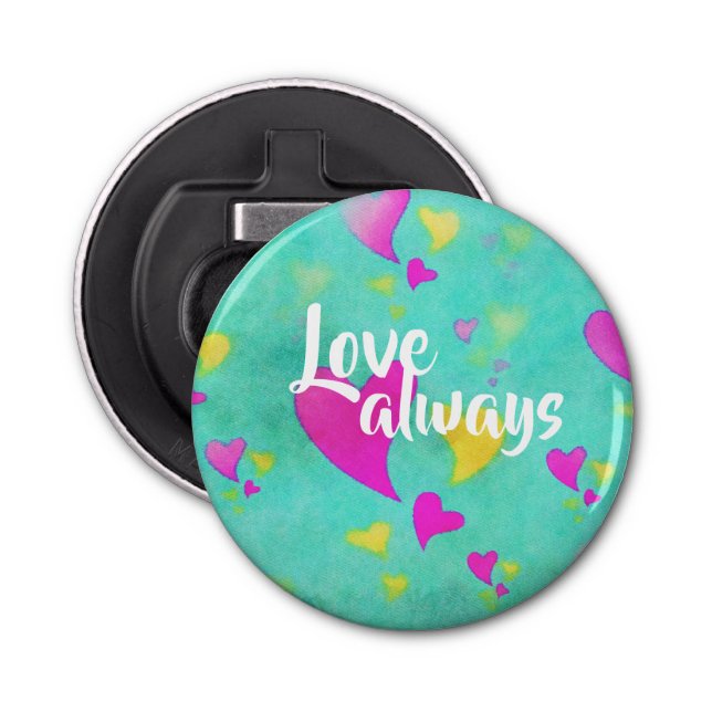 Cute Heart Pattern Love Always Valentine Bottle Opener (Front)
