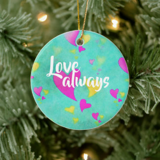 Cute Heart Pattern Love Always Valentine Ceramic Tree Decoration