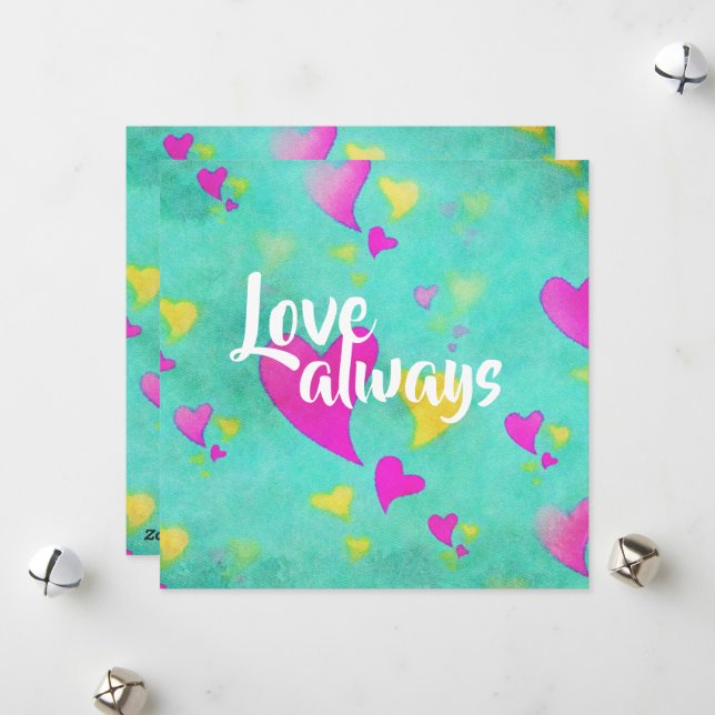 Cute Heart Pattern Love Always Valentine Holiday Card (Front/Back In Situ)
