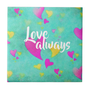 Cute Heart Pattern Love Always Valentine Tile