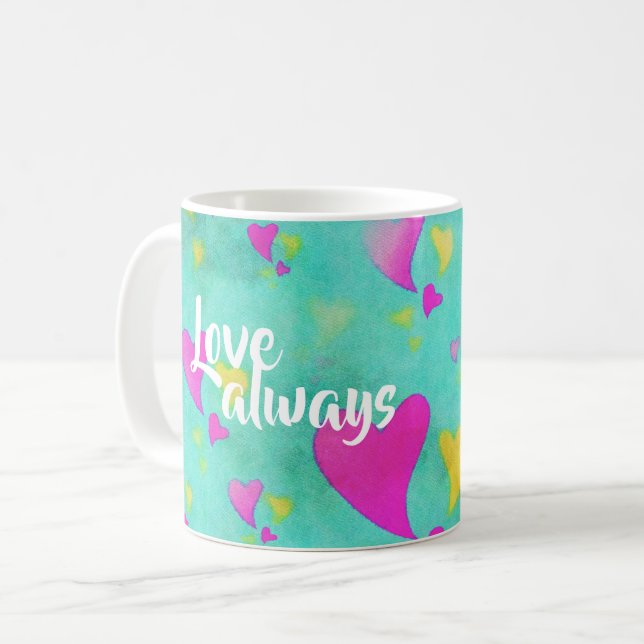 Cute Heart Pattern Love Always Your Name Valentine Coffee Mug (Front Left)