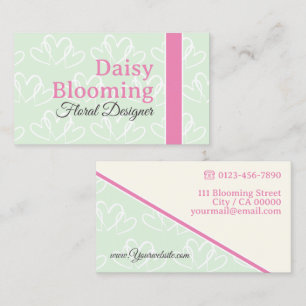 Cute Heart Pattern Pastel Pink Blush Green Florist Business Card