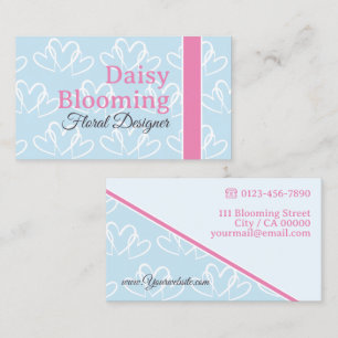 Cute Heart Pattern Pastel Pink Light Blue Florist Business Card