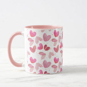 Cute Heart Pattern Pink & Red  Mug