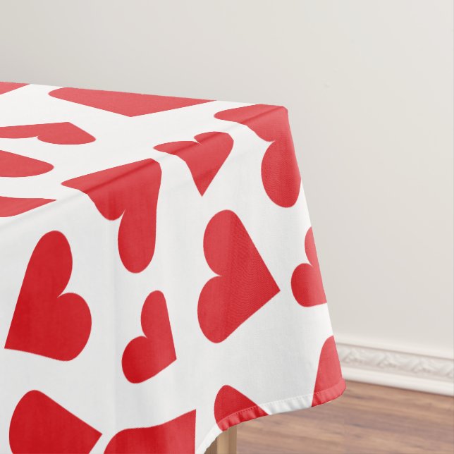 Cute Heart Pattern Red White Tablecloth (In Situ)