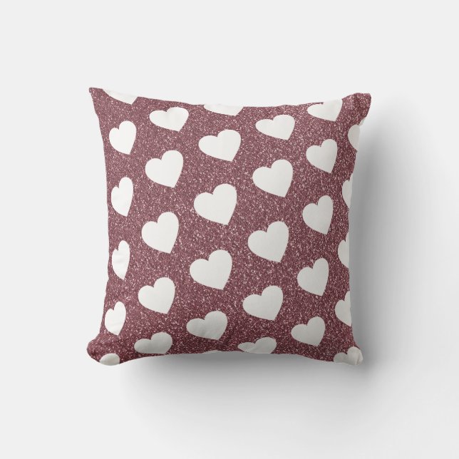 Cute Heart Pattern Rose Gold Glitter Cushion (Front)