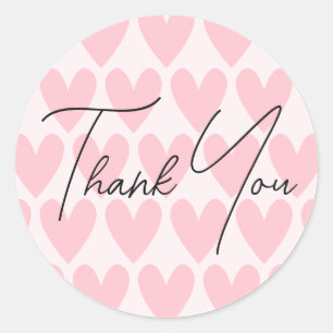 Cute Heart Pattern Shades of Pink Thank You Classic Round Sticker