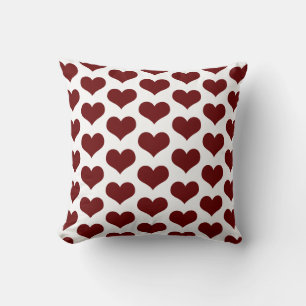Cute Heart Patterns Valentine's Burgundy Red White Cushion