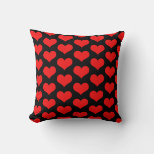Cute Heart Patterns Valentine's Gift Red Black Cushion