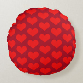 Cute Heart Patterns Valentine's Gift Red Colourful Round Cushion