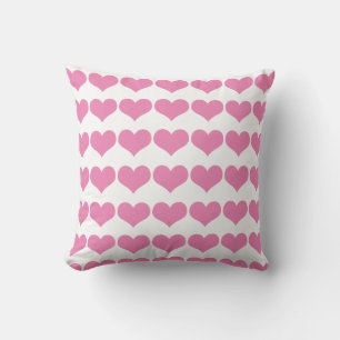 Cute Heart Patterns Valentine's Pink White Girly Cushion