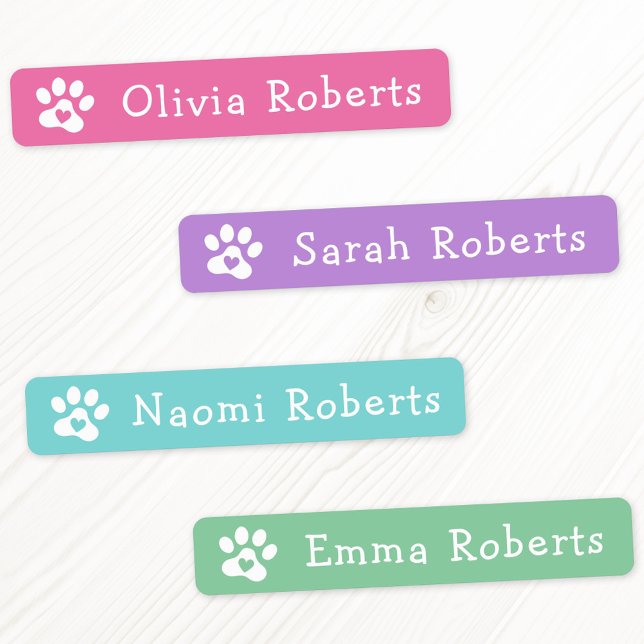 Cute heart paw prints custom colour clothing (Cute heart paw prints custom color clothing labels)