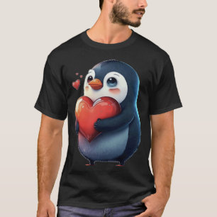 Cute Heart Penguin Animal Valentines Day Valentine T-Shirt
