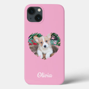 Cute Heart Pet Photo & Dog Paw Prints,Custom iPhone 13 Case