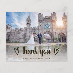 Cute Heart Photo Budget Wedding Thank You Card