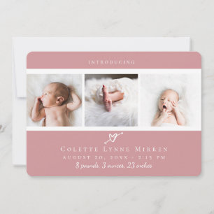 Cute Heart Photo Collage Birth Announcement