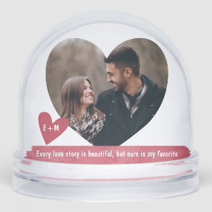 Cute Heart Photo Love Valentine's Day Couple Snowglobe