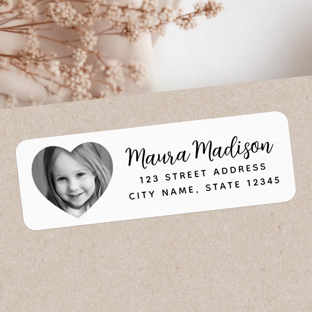 Cute heart photo white return address (Cute heart photo white return address label)