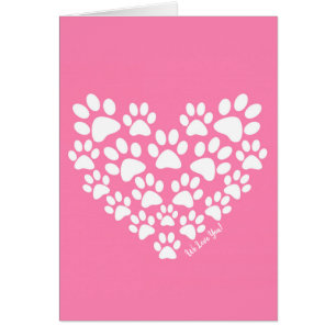 Cute Heart Pink Paw Print