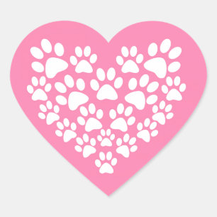 Cute Heart Pink Paw Print Sticker