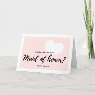 Cute Heart Pink "Will you be my maid of honor" Invitation