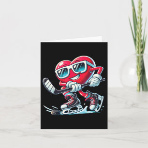 Cute Heart Playing Ice Hockey Valentines Day Men W Card
