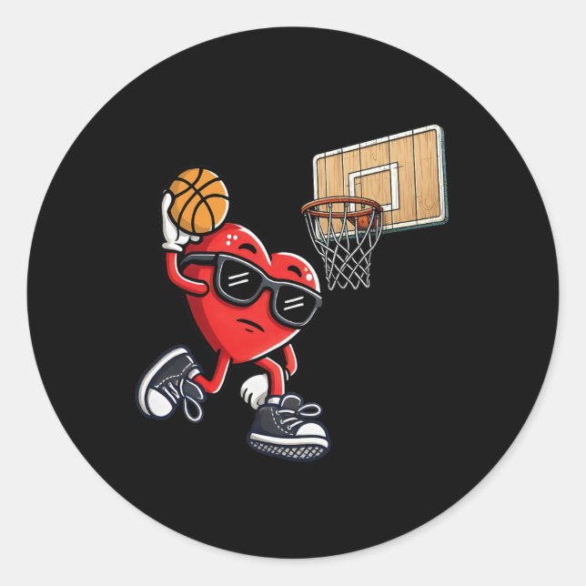 Cute Heart Playing Sketll Valentines Day Sketll Bo Classic Round Sticker (Front)