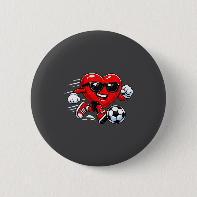 Cute Heart Playing Soccer Valentines Day Soccer Bo 6 Cm Round Badge (Front)