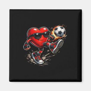 Cute Heart Playing Soccer Valentines Day Soccer Bo Magnet