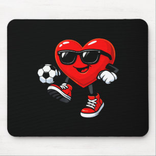 Cute Heart Playing Soccer Valentines Day Soccer Bo Mouse Mat