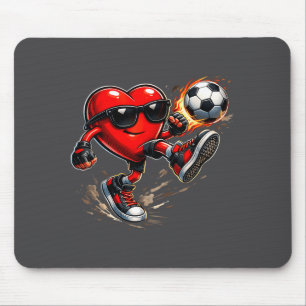 Cute Heart Playing Soccer Valentines Day Soccer Bo Mouse Mat