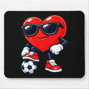 Cute Heart Playing Soccer Valentines Day Soccer Bo Mouse Mat