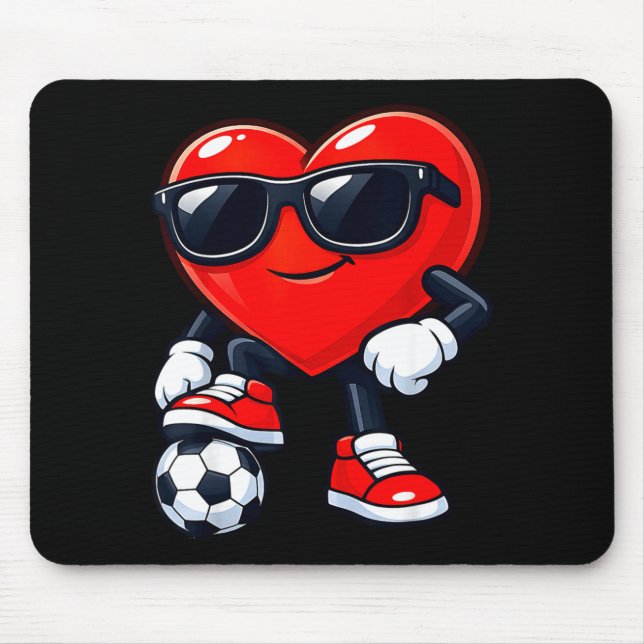 Cute Heart Playing Soccer Valentines Day Soccer Bo Mouse Mat (Front)