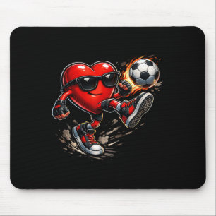 Cute Heart Playing Soccer Valentines Day Soccer Bo Mouse Mat