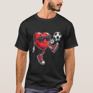 Cute Heart Playing Soccer Valentines Day Soccer Bo T-Shirt