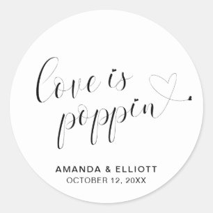 Cute Heart Popcorn Favours Modern Wedding Classic Round Sticker