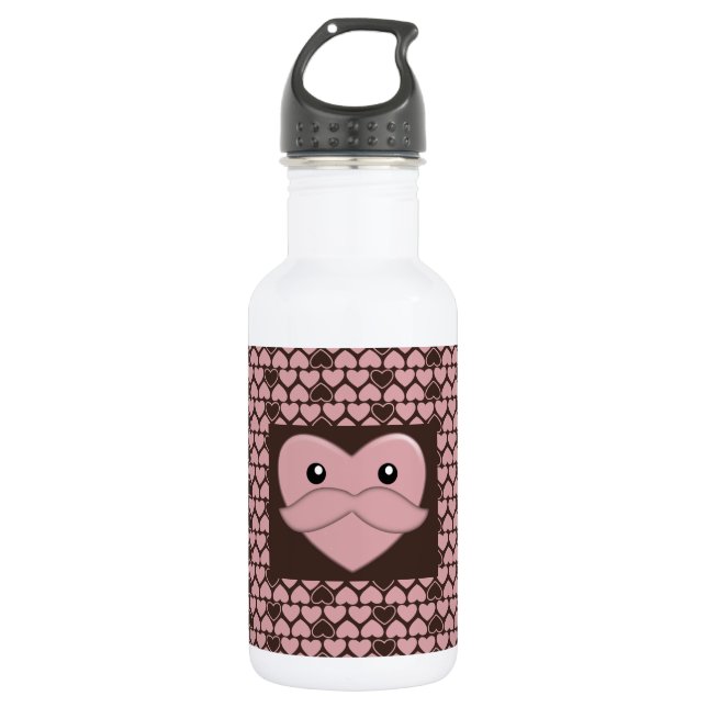 Cute Heart Print 532 Ml Water Bottle (Front)