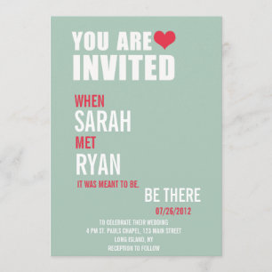 Cute Heart Red & Green Wedding Invitations
