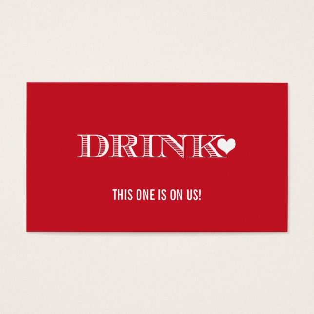 Cute Heart Red Wedding Drink Ticket (Front)