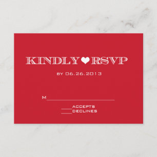 Cute Heart Red Wedding RSVP Cards