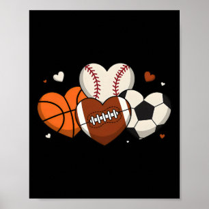 Cute Heart Sell Sketll Footll Soccer Fan Valentine Poster