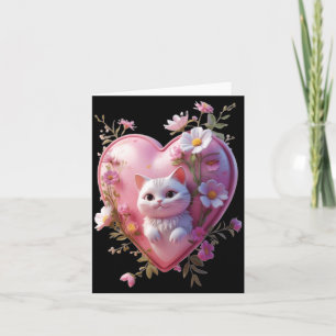 Cute Heart Shape with a cat Funny Unisex Design Card